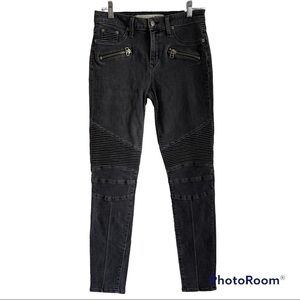 Lovers + Friends Aaron Moto Skinny Jeans in Dark Grey Size 28